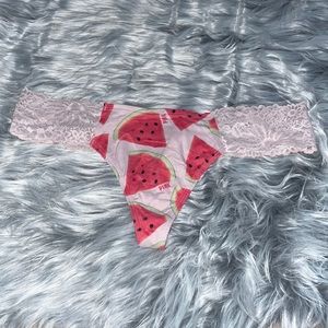 PINK Victorias Secret Lace Thong Panties Watermelon Print Small